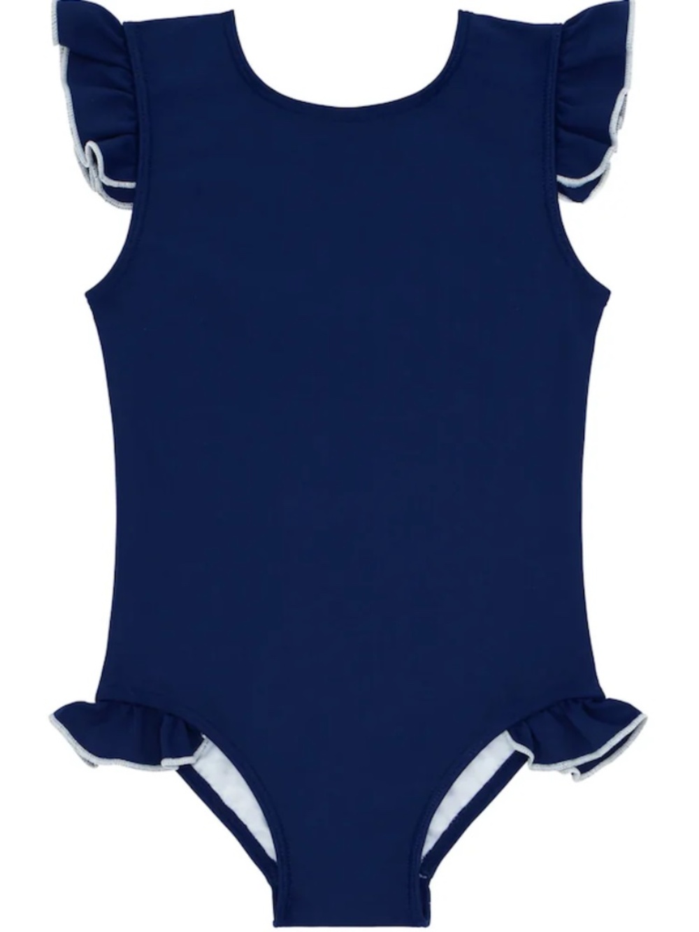 Navy With White Trim Ruffle Sleeve Rashguard one Piece (NWT 12M)